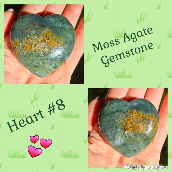 Moss Agate Gemstone Crystal Hearts - Picture 9 of 9